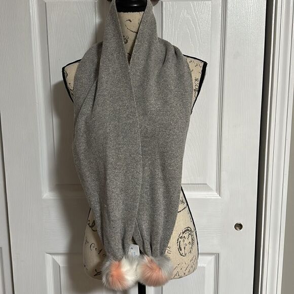 J. CREW CUTS SCARF GRAY/PINK/WHITE - Picture 2 of 5